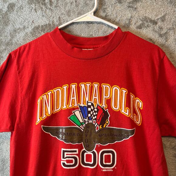 Vintage Indianapolis 500 Motor Speedway Racing Single Stitch Shirt Red Mens L - Picture 2 of 6